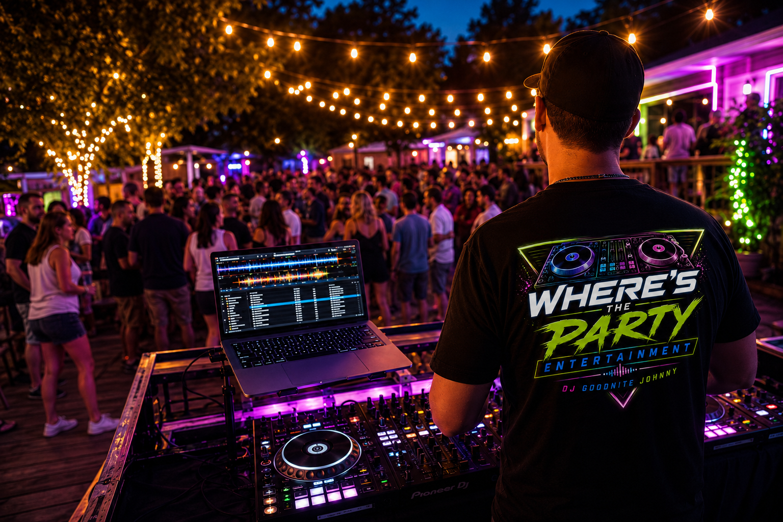 Sanford NC party DJ performing at an outdoor backyard party