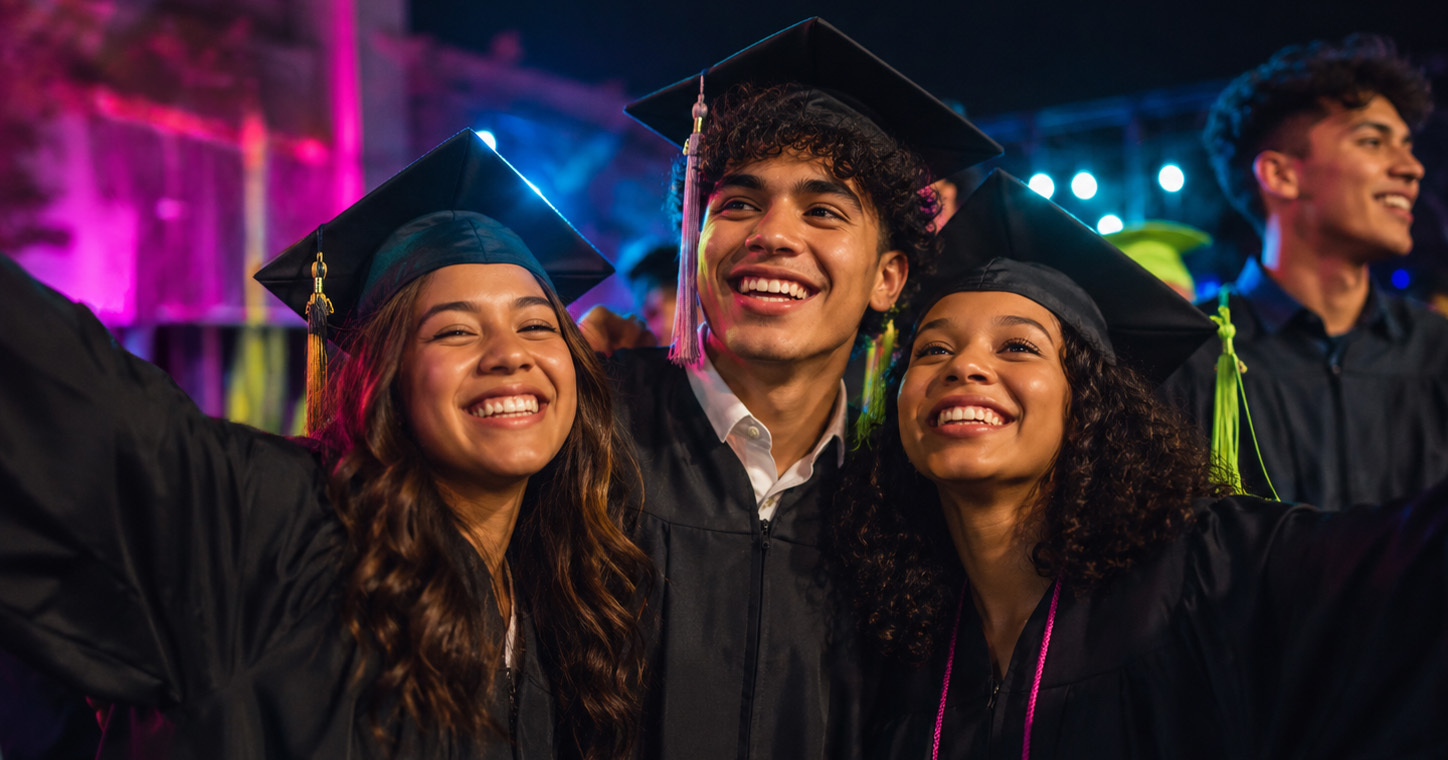 Graduation party with students celebrating